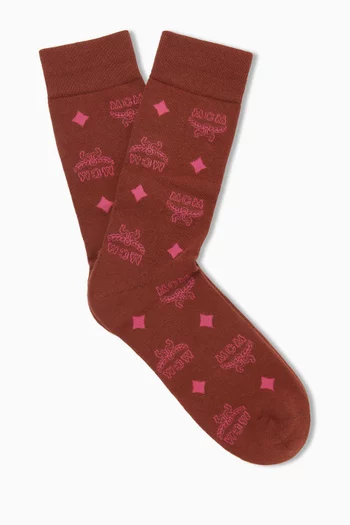 Monogram Knit Socks in Cotton-blend