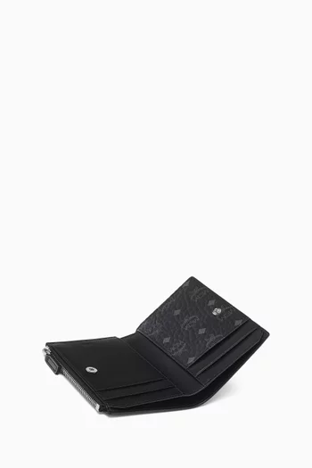 Bifold Zip Card Wallet in Visetos Canvas