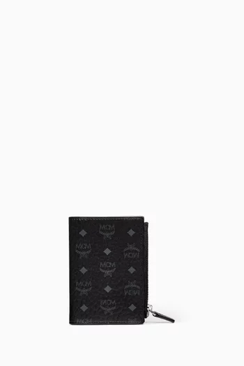 Bifold Zip Card Wallet in Visetos Canvas