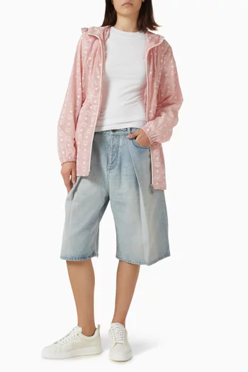 Monogram Print Hooded Windbreaker in Recycled Nylon