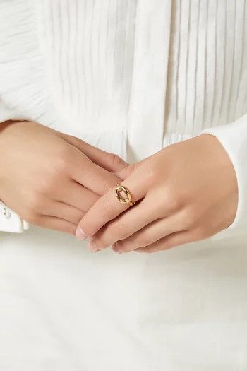 Crystal Link Ring in Gold-plated Brass
