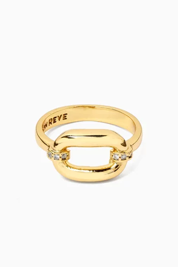Crystal Link Ring in Gold-plated Brass