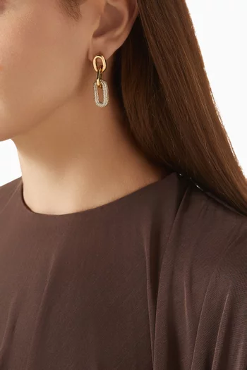 Mini Link Pave Drop Earrings in Gold-plated Brass