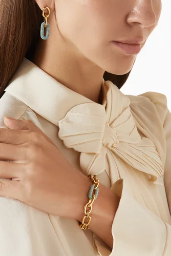 Azoria Pave Link Charm Bracelet with in Gold-plated Brass