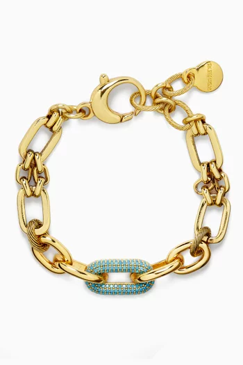 Azoria Pave Link Charm Bracelet with in Gold-plated Brass