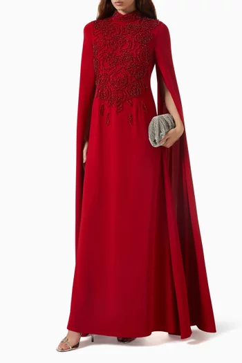 Calista Cape Gown in Crepe