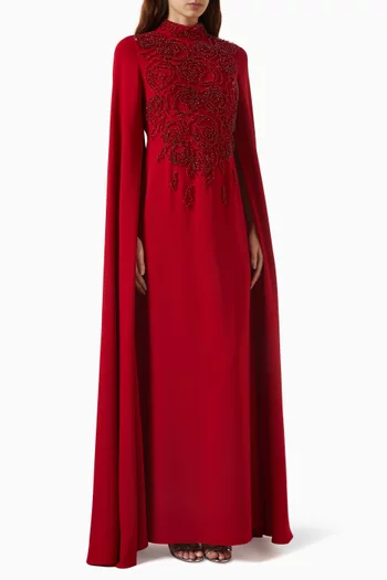 Calista Cape Gown in Crepe