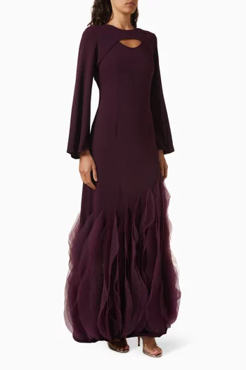 Ruffled Tiered Maxi Dress in Crepe