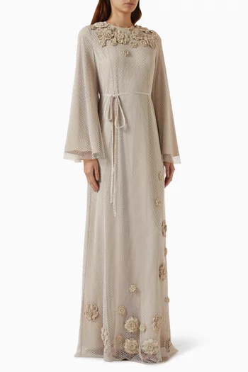 3D Flower Crochet Gown in Knit