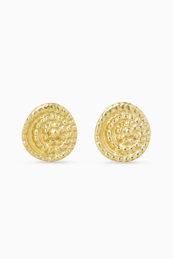 The Rock Round Stud Earrings in Gold-plated Bronze