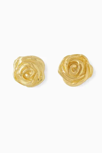 Tiny Rose Stud Earrings in Gold-plated Metal