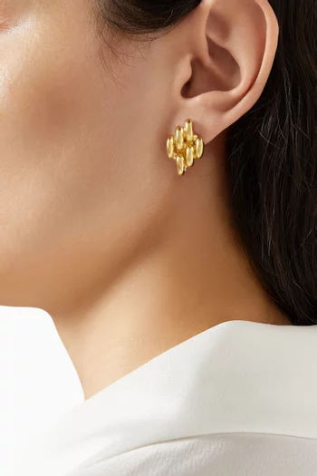 Mini Chain Link Stud Earrings in Gold-plated Metal