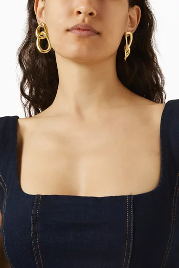 Twist Drop Link Earrings in Gold-plated Bronze
