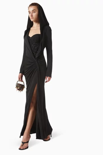 Corset Hood Gown in Jersey & Lace