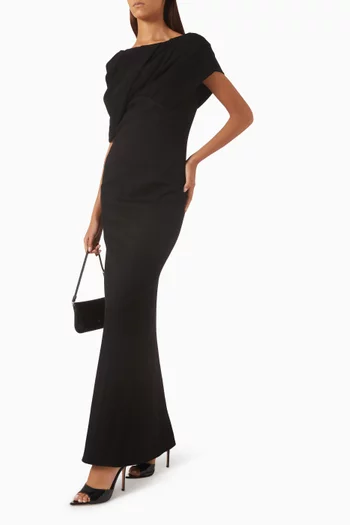 Cross-drape Dress in Jacquard Knit