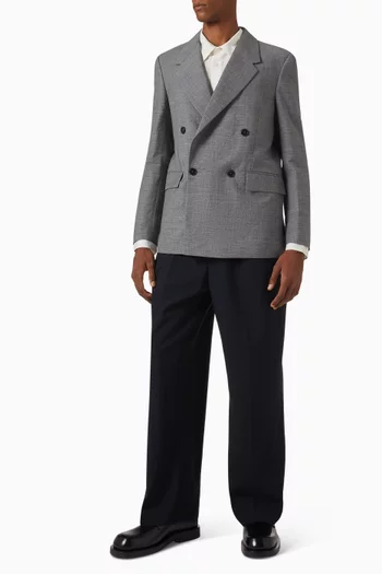Double Breasted Blazer in Wool & Linen