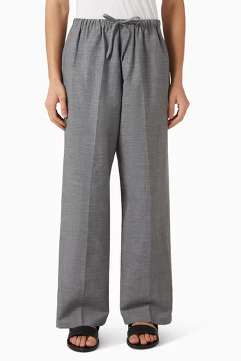 Easy Wide-leg Pants in Wool-linen