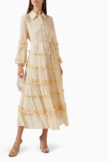 Layered Ruffled Midi Dress