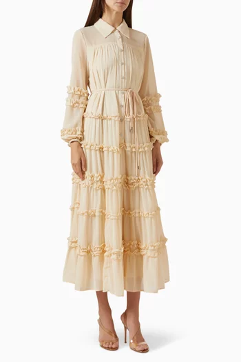 Layered Ruffled Midi Dress