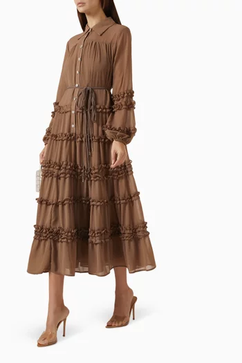 Layered Ruffled Midi Dress