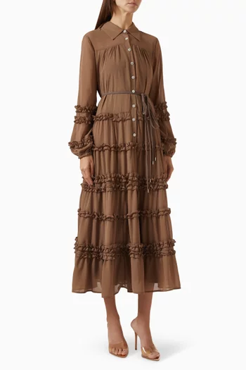 Layered Ruffled Midi Dress
