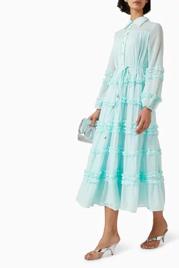 Layered Ruffled Midi Dress