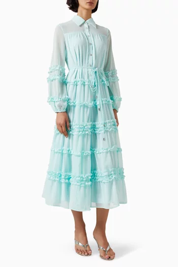 Layered Ruffled Midi Dress