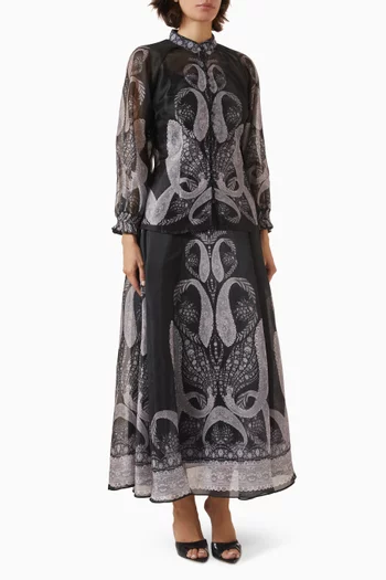 Printed Top & Wide-leg Pants Set
