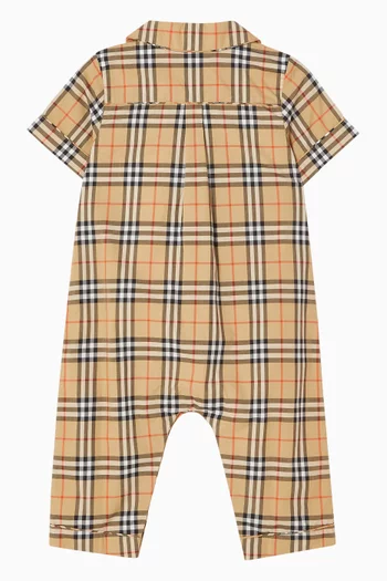 Check Romper in Cotton
