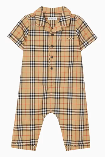 Check Romper in Cotton