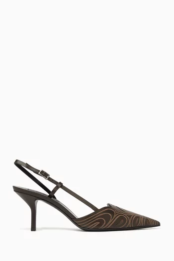 Openwork Slingback Sandals in Leather