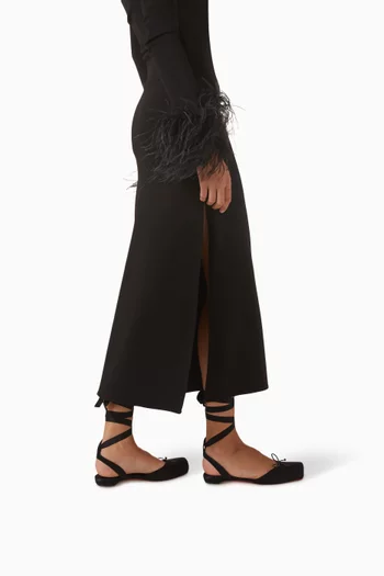 Cassia Lace-Up Ballerina Flats in Crepe Satin