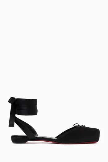 Cassia Lace-Up Ballerina Flats in Crepe Satin