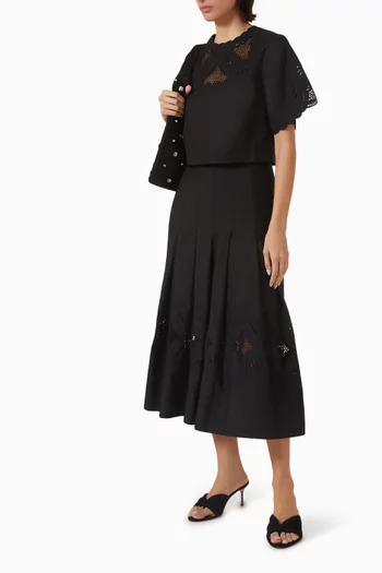 Errol Embroidered Top in Cotton Poplin