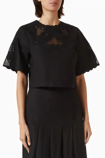 Errol Embroidered Top in Cotton Poplin
