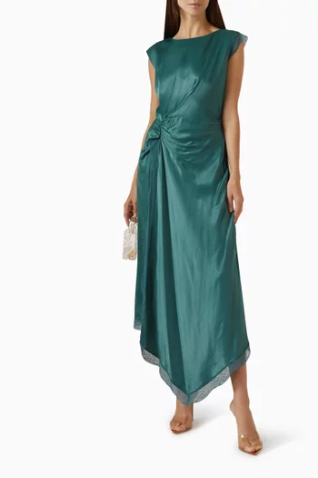 Asymmetrical Midi Dress in Satin