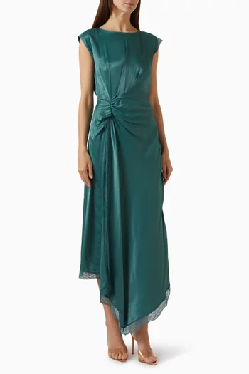Asymmetrical Midi Dress in Satin