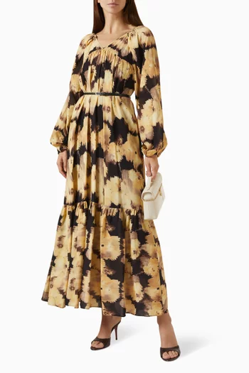 Printed Belted Maxi Dress