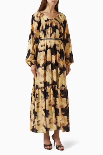 Printed Belted Maxi Dress