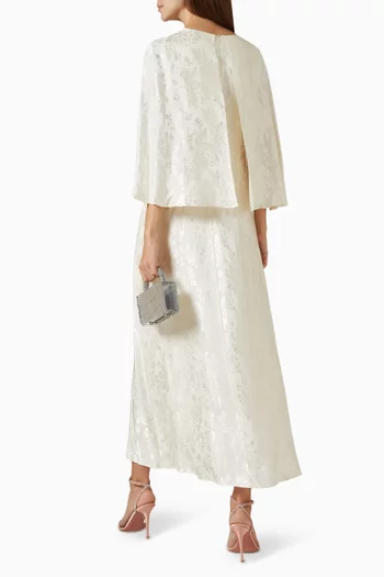 Floral Jacquard Cape-style Midi Dress