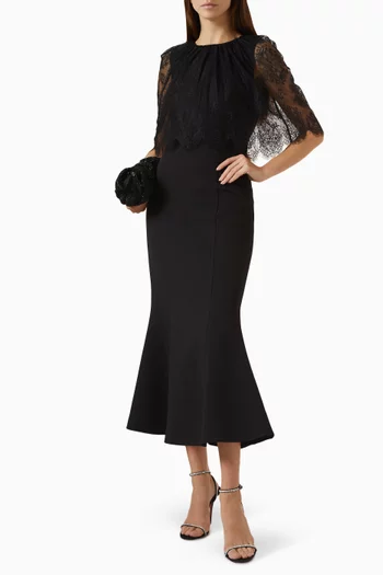 Lace-panel Midi Dress