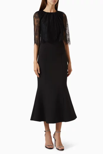 Lace-panel Midi Dress