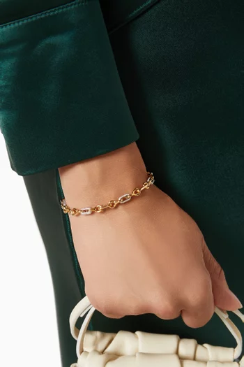 Pavé Chain Link Bracelet In 18kt Gold-plated Brass