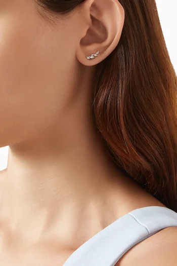 Navette Crystal Climber Earrings in Recycled Sterling Silver