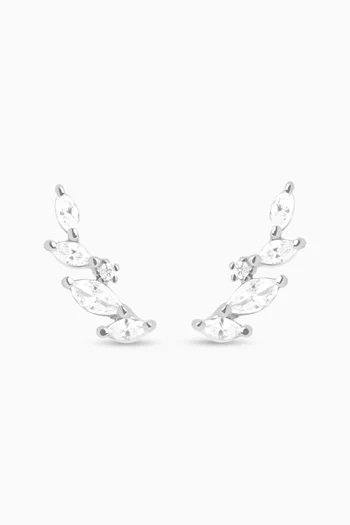 Navette Crystal Climber Earrings in Recycled Sterling Silver