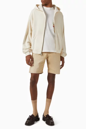 Distressed Zip-up Hoodie in Cotton Fleece