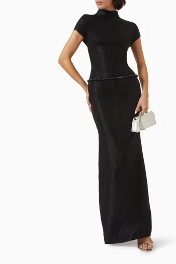 Mac Thanh Pearl-belt Dress in Crinke Cotton