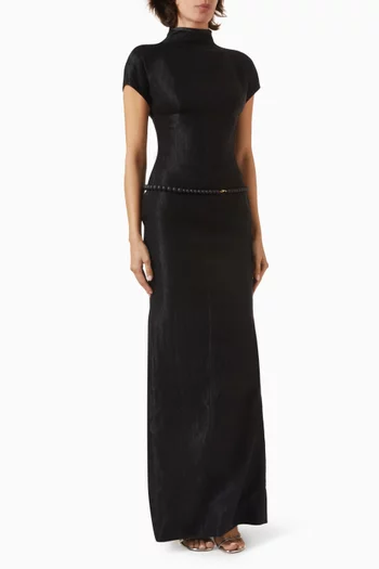 Mac Thanh Pearl-belt Dress in Crinke Cotton