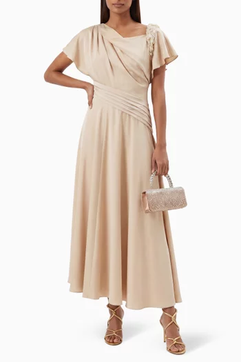 Asymmetrical Beaded Midi Dress