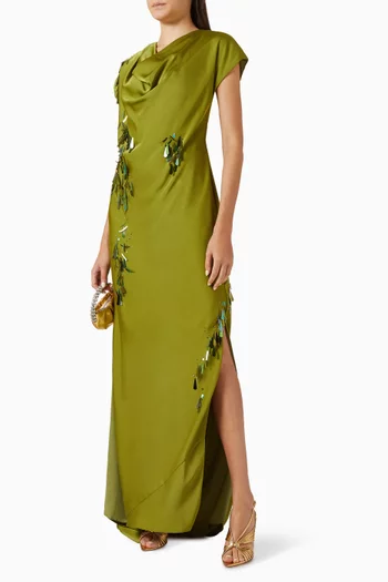 Embellished Slit Dress in Drape